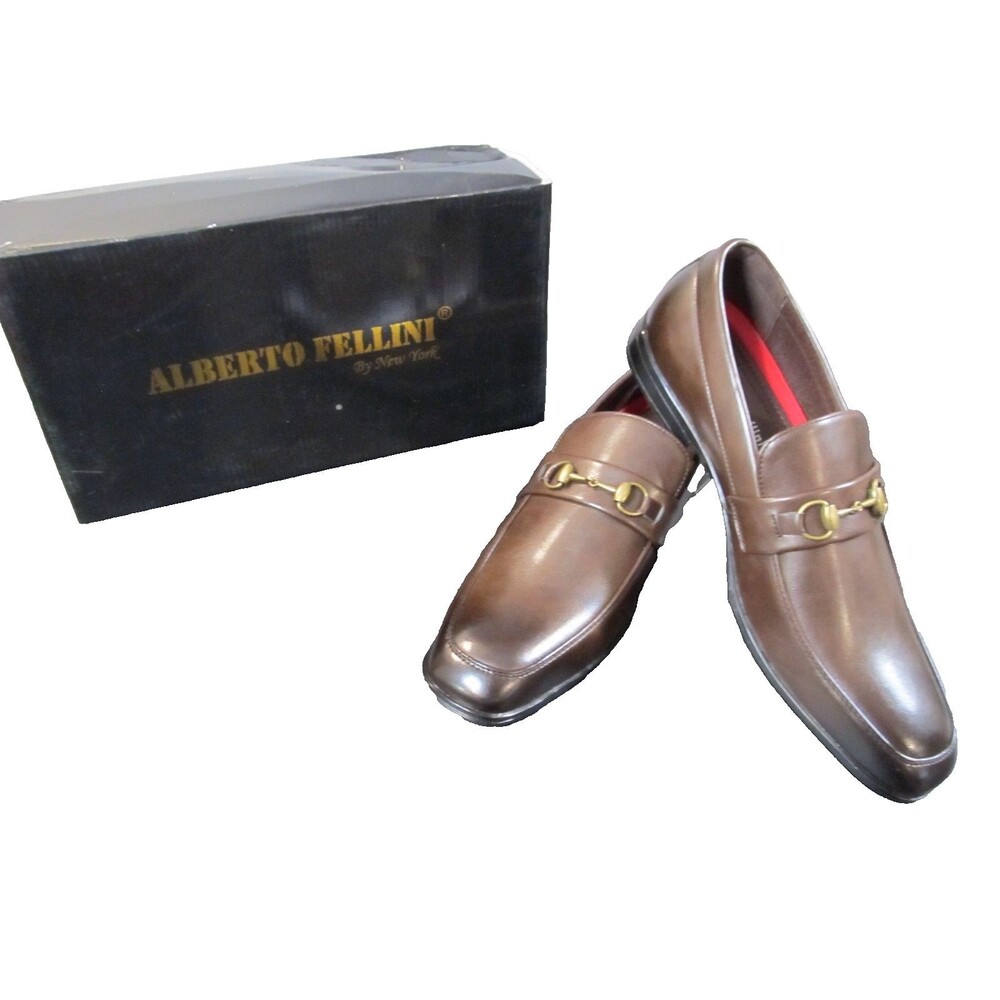 Alberto Fellini Men’s Slip‑On Loafers Size 12 Brown Horsebit Dress Shoes NIB